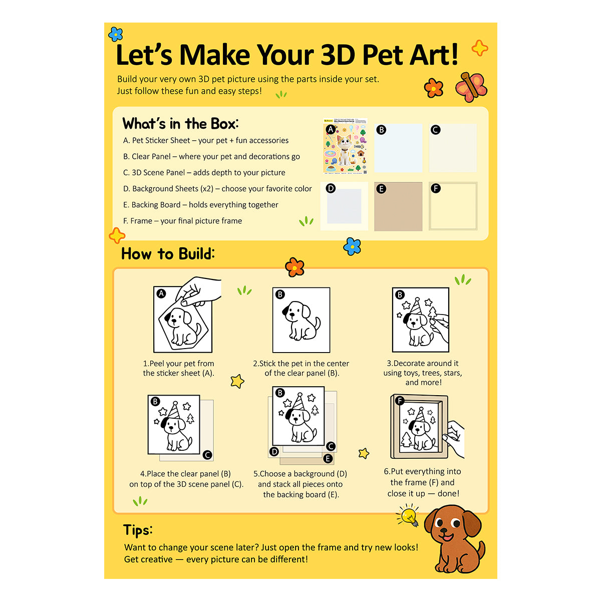 3D Frame & Sticker Set – Interactive 3D Art Kit for Kids