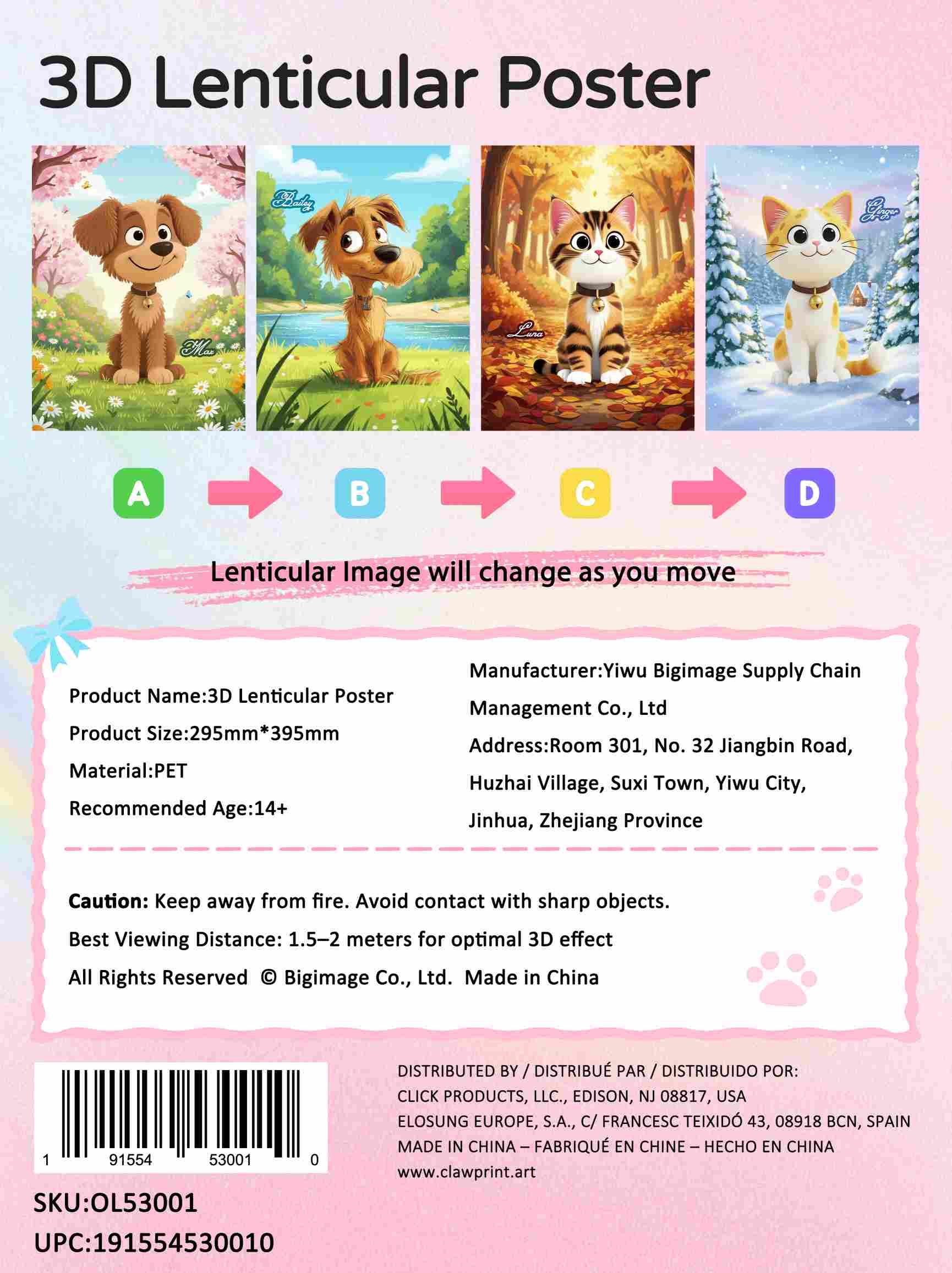 Transformative 3D Lenticular Poster | 4-Phase Dynamic Art | Interactive Visual Experience